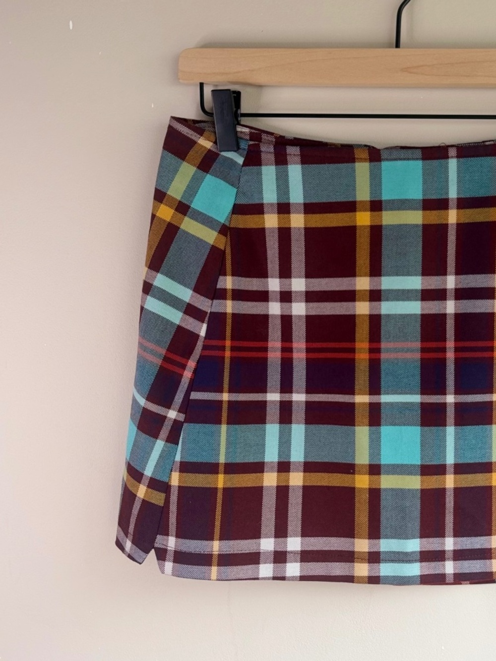 Urban Outfitters UO Plaid Notch Pelmet Mini Skirt; Preppy, Academia, 90s/Y2K